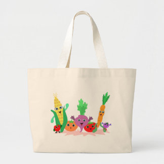 Grand Tote Bag Légumes heureux de jardin