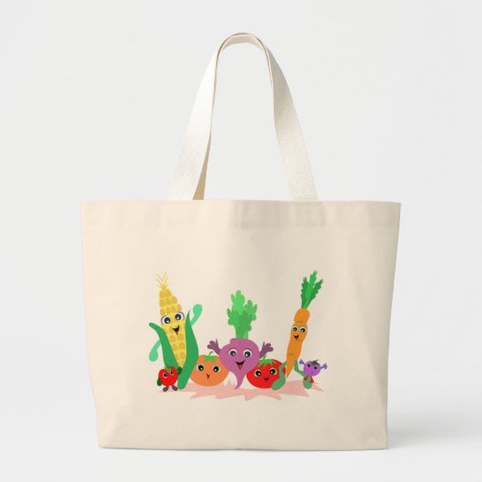 Grand Tote Bag Légumes heureux de jardin (Devant)