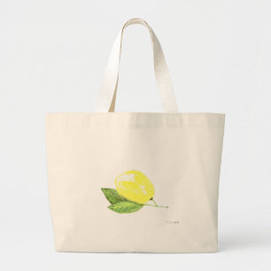 Grand Tote Bag Lemon yellow fruit Watercolor Citrus Summer