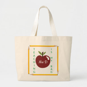 Grand Tote Bag "L'ENSEIGNEMENT EST MON SAC" Toile Fourre-tout