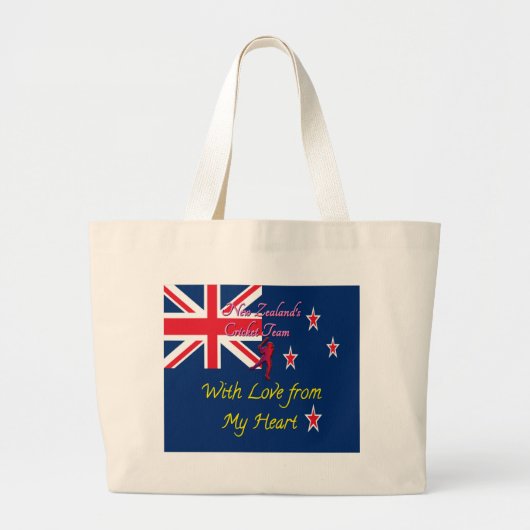 Grand Tote Bag L'équipe de cricket néo-zélandaise : L'amour de mo (Devant)