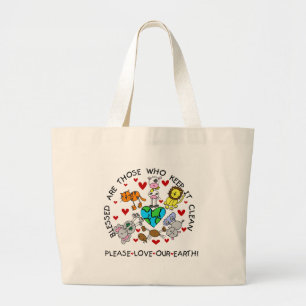 Grand Tote Bag Les animaux aiment notre terre