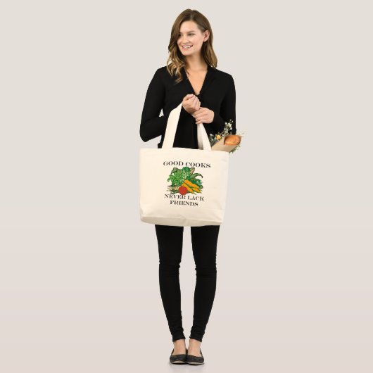 Grand Tote Bag Les bons cuisiniers ne manquent jamais d'amis (Devant (modèle))