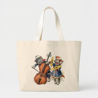 Grand Tote Bag Les chats Jouer le Cello et les Cymbals dans la ne