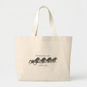 Grand Tote Bag Les chevaux islandais sont lisses comme la soie ~