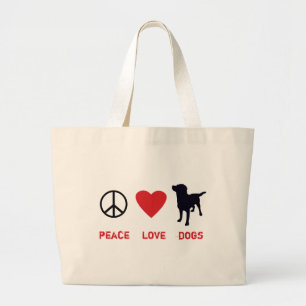 Grand Tote Bag Les Chiens d'amour de la paix