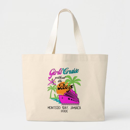 Grand Tote Bag LES FILLES CRUISE SANS ALCOOL Destination Vacances (Devant)