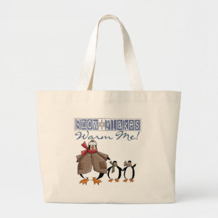 Grand Tote Bag Les flocons de neige me chauffent des pingouins de