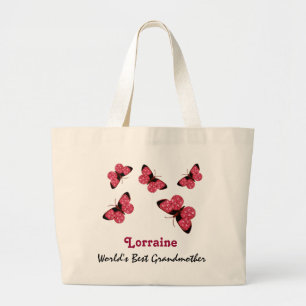 Grand Tote Bag Les meilleurs papillons de rose de nom de la