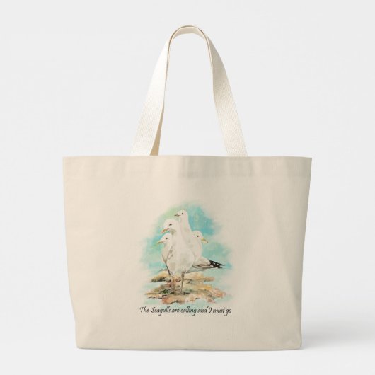 Grand Tote Bag Les mouettes appellent et je dois y aller (Dos)