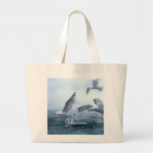Grand Tote Bag Les mouettes volent au-dessus de la mer