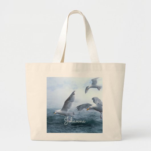 Grand Tote Bag Les mouettes volent au-dessus de la mer (Devant)