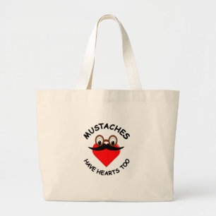 Grand Tote Bag Les moustaches ont aussi des coeurs