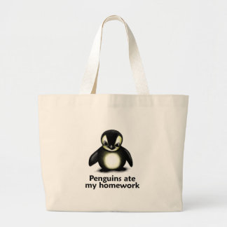 Grand Tote Bag Les pingouins ont mangé mon travail