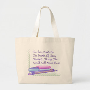 Grand Tote Bag Les professeurs écrivent sur les coeurs de leurs