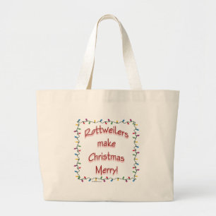 Grand Tote Bag Les Rottweilers font plaisir à Noël