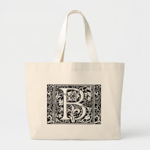 Grand Tote Bag Lettre B Medieval Monogram Vintage Initial wide