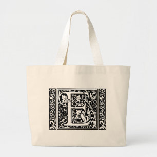 Grand Tote Bag Lettre E Monogramme médiéval Art Nouveau