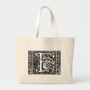 Grand Tote Bag Lettre F Monogramme médiéval Art Nouveau