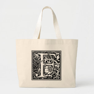 Grand Tote Bag Lettre F Monogramme médiéval Art Nouveau