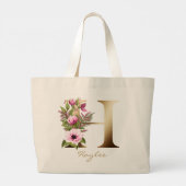 Grand Tote Bag Lettre H Élégant Monogramme Floral Or  (Dos)