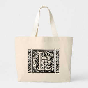 Grand Tote Bag Lettre L Monogramme médiéval Art Nouveau