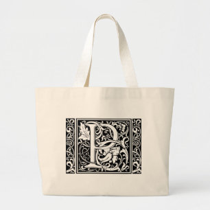Grand Tote Bag Lettre P Monogramme médiéval Art Nouveau