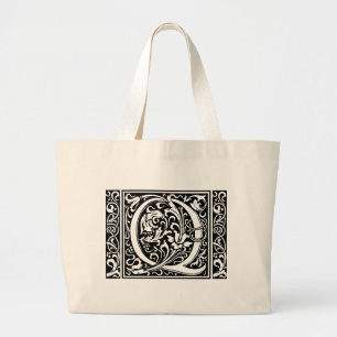 Grand Tote Bag Lettre Q Monogramme Art Nouveau Médiéval