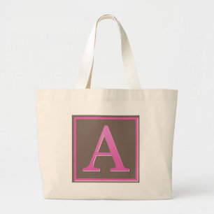 Grand Tote Bag Lettre rose et Brown un monogramme