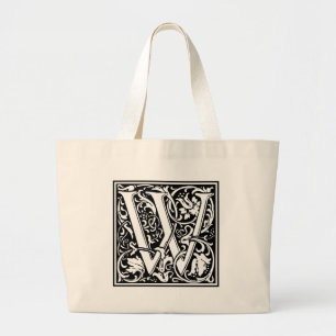Grand Tote Bag Lettre W Médiévale Monogramme Art Nouveau