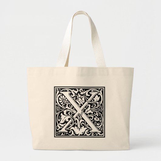 Grand Tote Bag Lettre X Monogramme médiéval Art Nouveau (Devant)