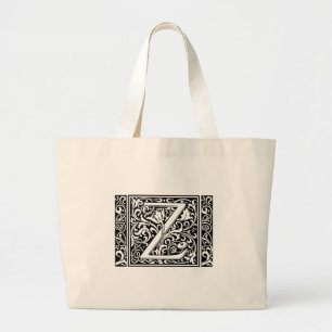 Grand Tote Bag Lettre Z Monogramme médiéval Art Nouveau
