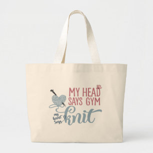 Grand Tote Bag L'humour de tricotage mon principal indique que le