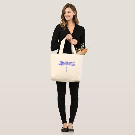 Grand Tote Bag Libellule bleue (Devant (modèle))