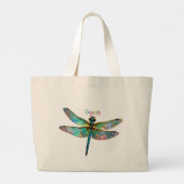 Grand Tote Bag Libellule colorée en vitrail (Dos)