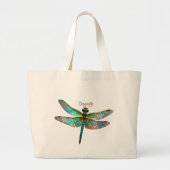 Grand Tote Bag Libellule colorée en vitrail (Devant)