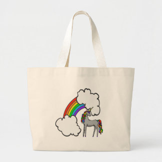 Grand Tote Bag Licorne d'arc-en-ciel