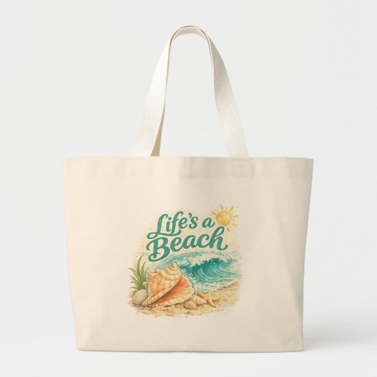 Grand Tote Bag Life's A Beach (Devant)