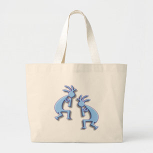 Grand Tote Bag Light Blue Kokopelli