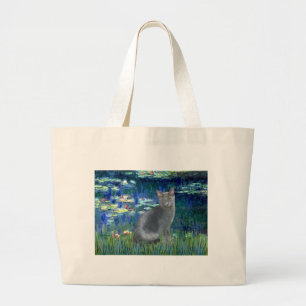 Grand Tote Bag Lilies 5 - Chat bleu russe 2