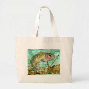Grand Tote Bag L'illustration de gain des enfants : truite
