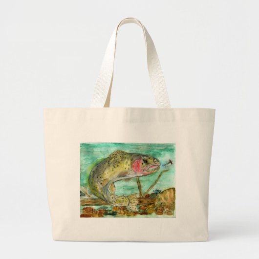 Grand Tote Bag L'illustration de gain des enfants : truite (Devant)