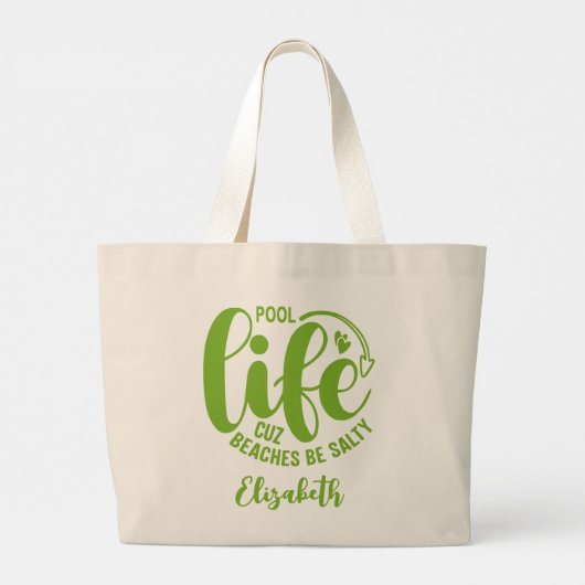 Grand Tote Bag Lime de vie de piscine vert (Dos)