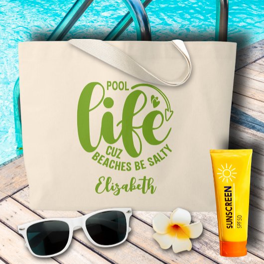 Grand Tote Bag Lime de vie de piscine vert