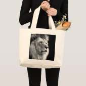 Grand Tote Bag Lion noir blanc (Devant (produit))