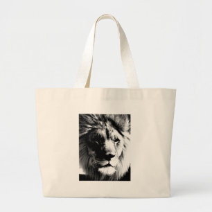 Grand Tote Bag Lion noir et blanc