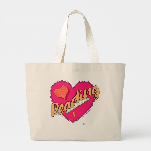 Grand Tote Bag Lire Love Book Coeur mignon Amusement Design (Dos)