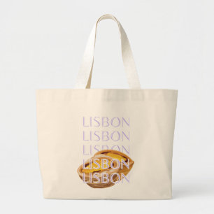 Grand Tote Bag Lisbonne Travel Art, Orange, Portugal Travel Art
