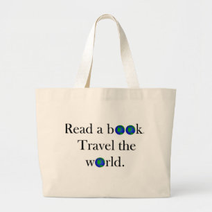 Grand Tote Bag Lisez un voyage de livre le monde