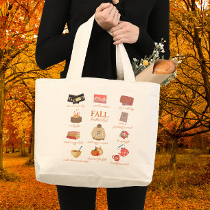 Grand Tote Bag Liste des regroupements d'automne Autumn Cosy Se